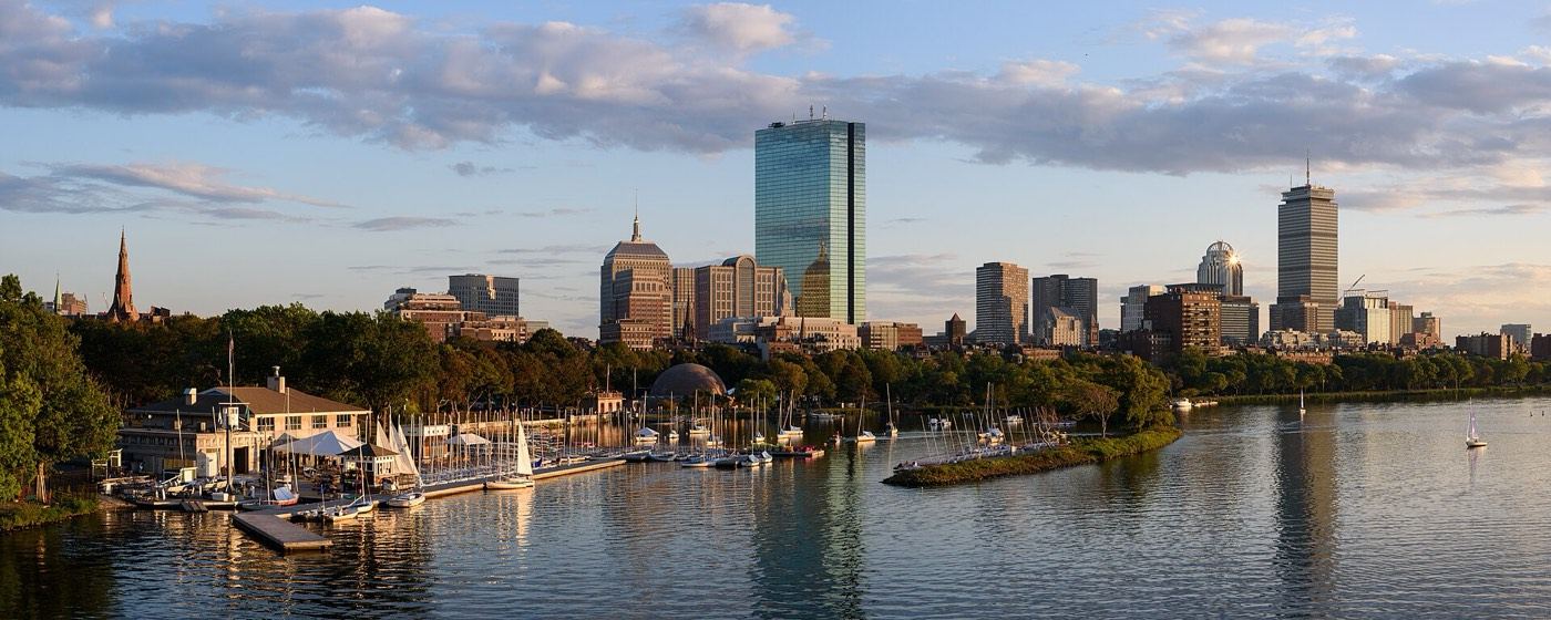The Boston skyline seen from the Longfellow Bridge over the Charles River