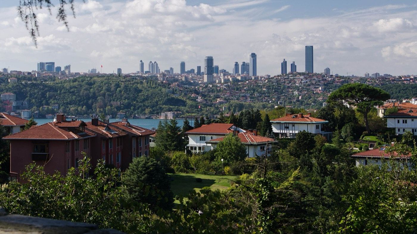 The Levent business district of Istanbul seen across the Bosphorus
