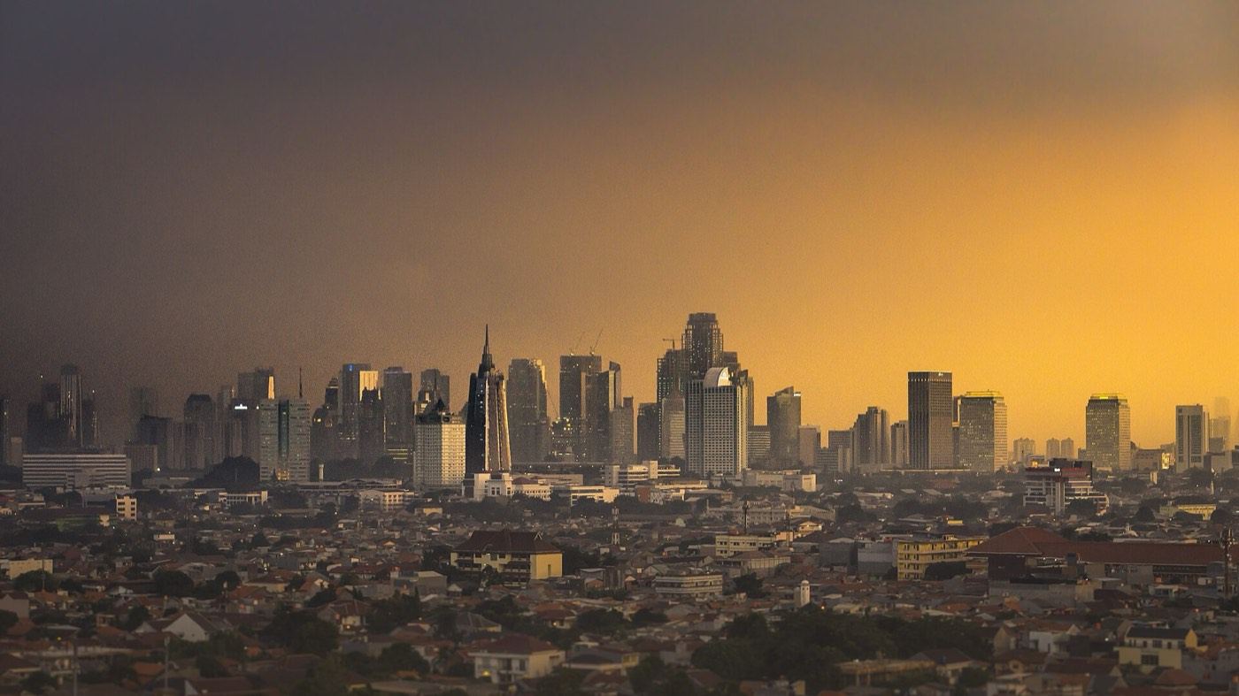 The Jakarta skyline at dusk