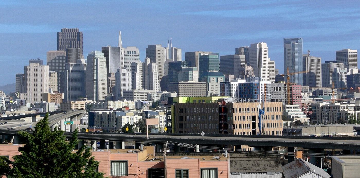 The downtown San Francisco skyline seen from Potrero Hill